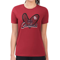 St. Louis Cardinals G-III 4Her by Carl Banks Women's Super-Slim Fit Lightweight Leopard Heart T-Shirt Red
