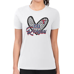 Texas Rangers G-III 4Her by Carl Banks Women's Super-Slim Fit Lightweight Leopard Heart T-Shirt White