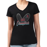 Arizona Diamondbacks G-III 4Her by Carl Banks Women's Super-Slim Fit Lightweight Leopard Heart V-Neck T-Shirt Black