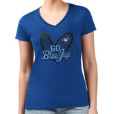 Toronto Blue Jays G-III 4Her by Carl Banks Women's Super-Slim Fit Lightweight Leopard Heart V-Neck T-Shirt Royal