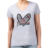 Arizona Diamondbacks G-III 4Her by Carl Banks Women's Super-Slim Fit Lightweight Leopard Heart V-Neck T-Shirt Heather Gray