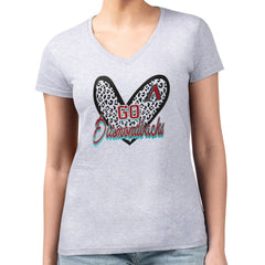 Arizona Diamondbacks G-III 4Her by Carl Banks Women's Super-Slim Fit Lightweight Leopard Heart V-Neck T-Shirt Heather Gray