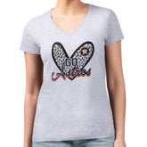 Houston Astros G-III 4Her by Carl Banks Women's Super-Slim Fit Lightweight Leopard Heart V-Neck T-Shirt Heather Gray