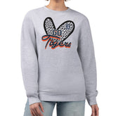 Detroit Tigers G-III 4Her by Carl Banks Women's Leopard Heart Pullover Sweatshirt Heather Gray