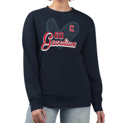 Cleveland Guardians G-III 4Her by Carl Banks Women's Leopard Heart Pullover Sweatshirt Navy
