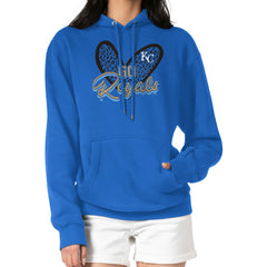 Kansas City Royals G-III 4Her by Carl Banks Women's Leopard Heart Pullover Hoodie Royal