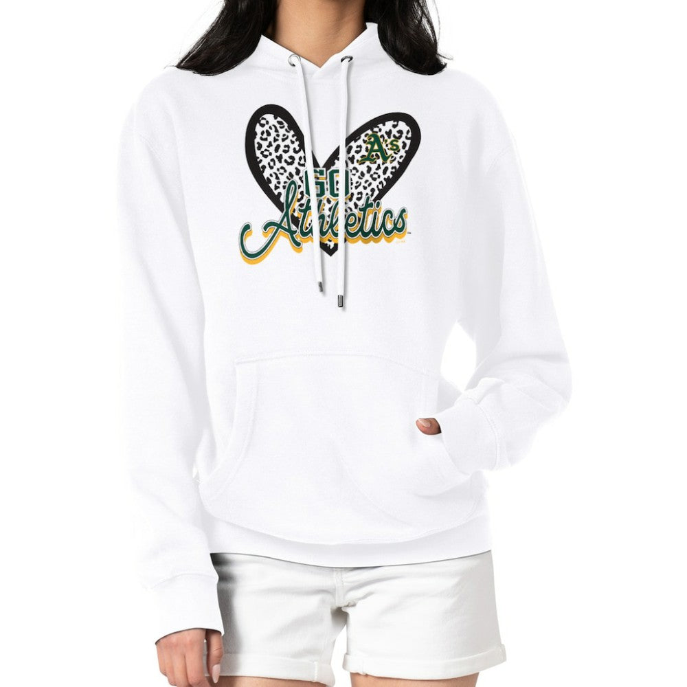 Athletics G-III 4Her by Carl Banks Women's Leopard Heart Pullover Hoodie White