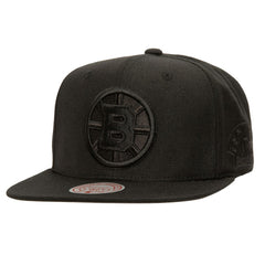 Boston Bruins Mitchell & Ness Soul Strike Pearl Tonal Snapback Hat - Black Hats