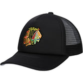 Chicago Blackhawks Mitchell & Ness Youth Core Trucker Adjustable Hat - Black Hats