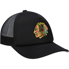 Chicago Blackhawks Mitchell & Ness Youth Core Trucker Adjustable Hat - Black Hats