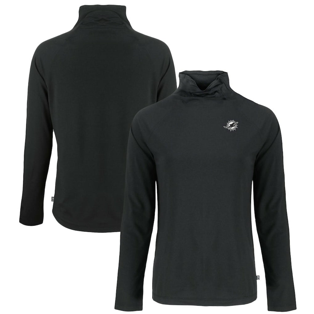 Miami Dolphins Cutter & Buck Women's Coastline Epic Comfort Eco Recycled Funnel Neck Pullover Sweatshirt - Black for sale