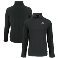 Miami Dolphins Cutter & Buck Women's Coastline Epic Comfort Eco Recycled Funnel Neck Pullover Sweatshirt - Black for sale