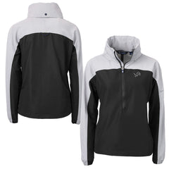 Detroit Lions Cutter & Buck Women's Charter Eco Recycled Half-Zip Hoodie Anorak Jacket - Black/Gray outlet