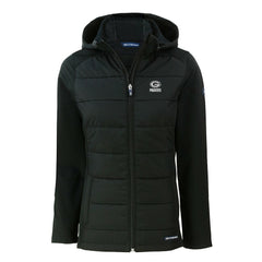 Green Bay Packers Cutter & Buck Women's Evoke Hybrid Eco Softshell Recycled Full-Zip Hoodie Jacket - Black on sale