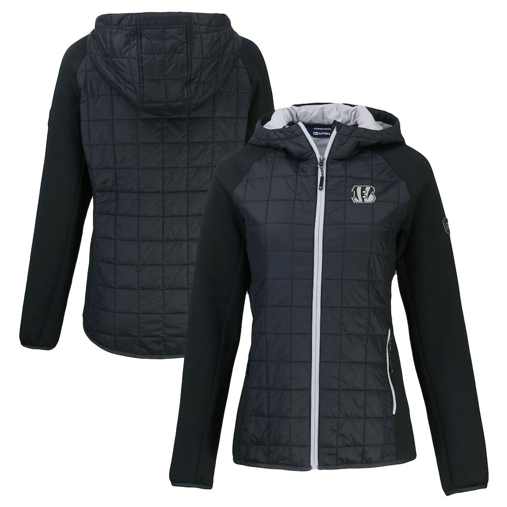 Cincinnati Bengals Cutter & Buck Women's Rainier PrimaLoft Eco Hybrid Full-Zip Hoodie Jacket - Black cheap