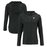 Pittsburgh Steelers Cutter & Buck Women's Coastline Epic Comfort Eco Recycled Long Sleeve Hoodie T-Shirt - Black for sale