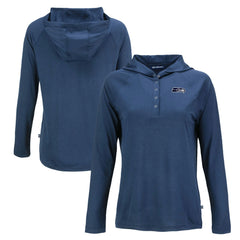 Seattle Seahawks Cutter & Buck Women's Coastline Epic Comfort Eco Recycled Long Sleeve Hoodie T-Shirt - Navy for sale