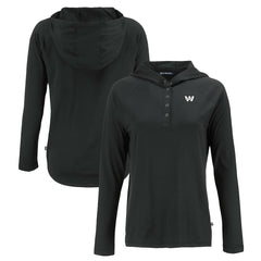 Washington Commanders Cutter & Buck Women's Coastline Epic Comfort Eco Recycled Long Sleeve Hoodie T-Shirt - Black online