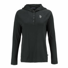 Minnesota Vikings Cutter & Buck Women's Coastline Epic Comfort Eco Recycled Long Sleeve Hoodie T-Shirt - Black sale
