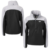 San Francisco 49ers Cutter & Buck Women's Charter Eco Recycled Half-Zip Hoodie Anorak Jacket - Black/Gray discount