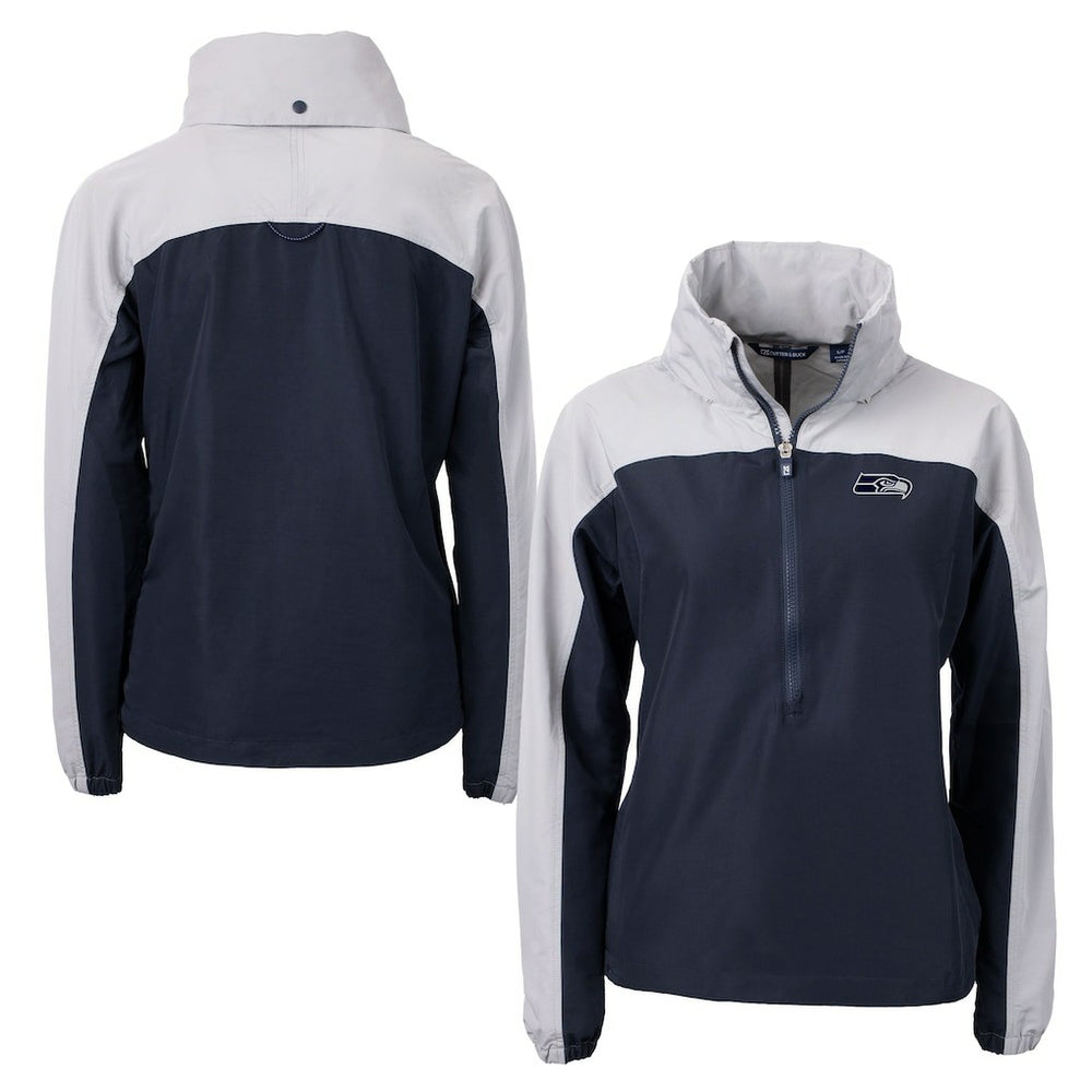 Seattle Seahawks Cutter & Buck Women's Charter Eco Recycled Half-Zip Hoodie Anorak Jacket - College Navy discount