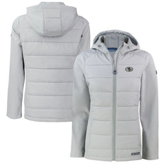 San Francisco 49ers Cutter & Buck Women's Evoke Hybrid Eco Softshell Recycled Full-Zip Hoodie Jacket - Gray online