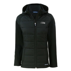 Seattle Seahawks Cutter & Buck Women's Evoke Hybrid Eco Softshell Recycled Full-Zip Hoodie Jacket - Black discount