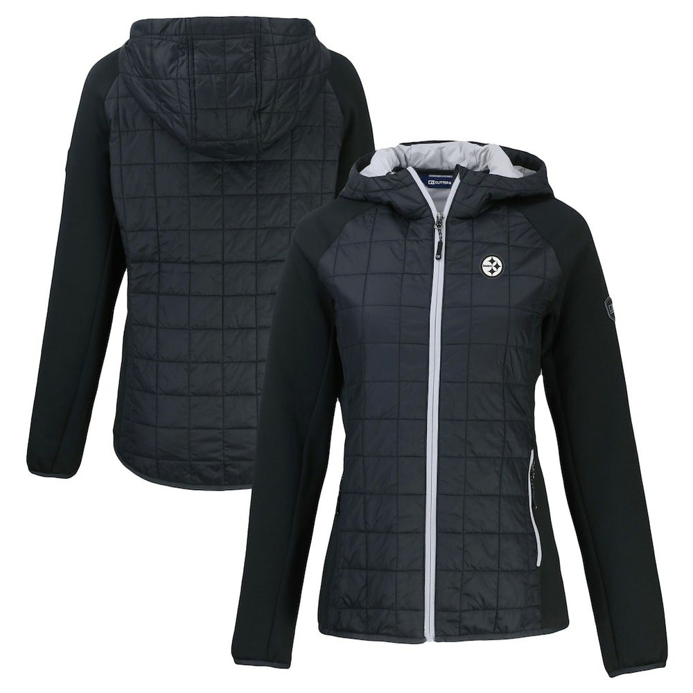 Pittsburgh Steelers Cutter & Buck Women's Rainier PrimaLoft Eco Hybrid Full-Zip Hoodie Jacket - Black for sale