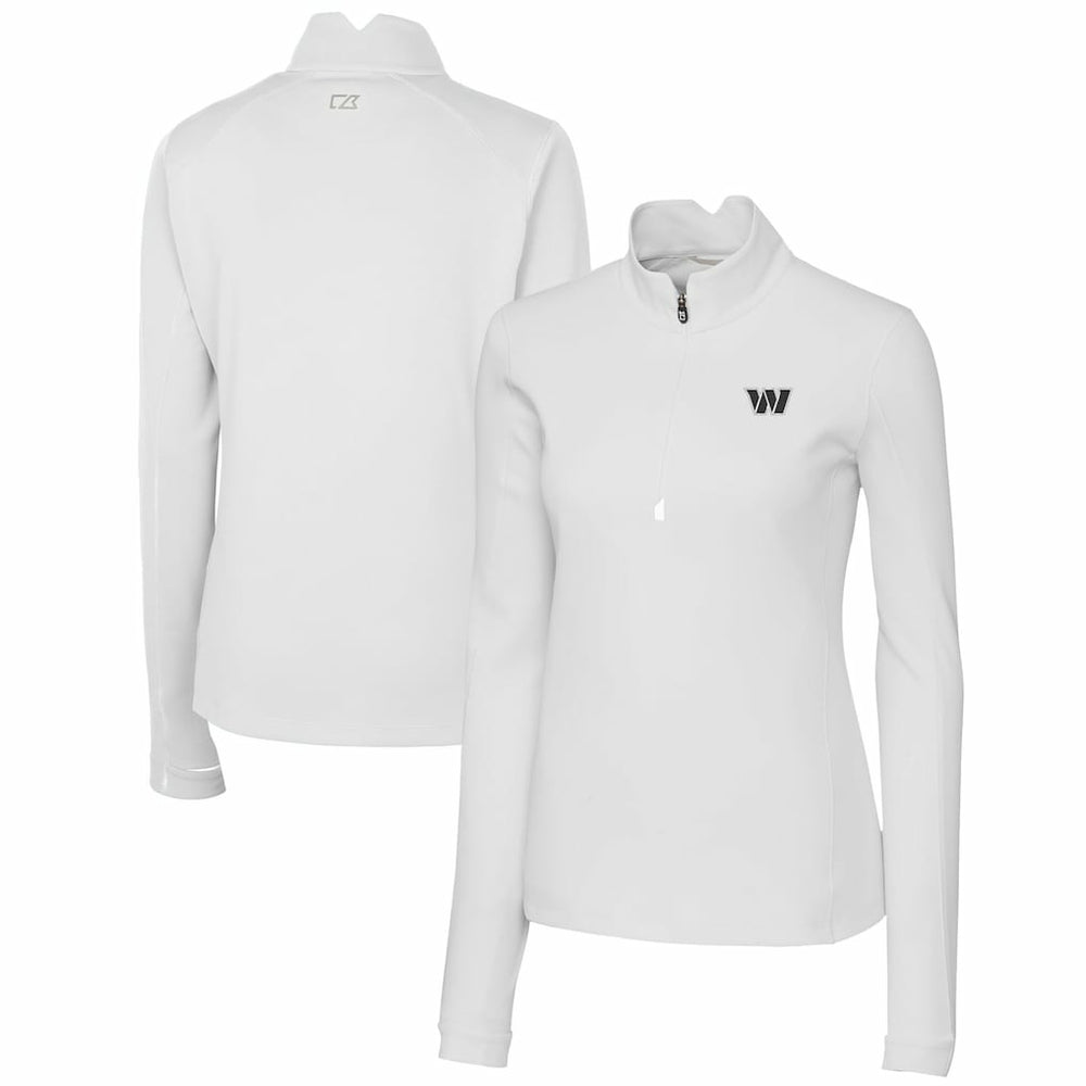 Washington Commanders Cutter & Buck Women's Traverse Stretch DryTec Quarter-Zip Top - White for sale