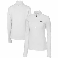 Washington Commanders Cutter & Buck Women's Traverse Stretch DryTec Quarter-Zip Top - White for sale