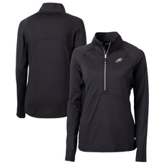 Philadelphia Eagles Cutter & Buck Women's Adapt Eco Knit Stretch Recycled Raglan Half-Zip Top - Black outlet