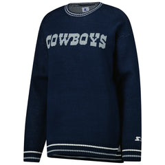Dallas Cowboys Starter Women's Oversized On the Ball Intarsia Knit Pullover Sweater - Navy on sale