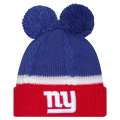 New York Giants New Era Women's Double Bubble Cuffed Knit Hat with Poms - Royal on sale