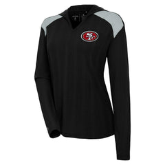 San Francisco 49ers Antigua Women's Opulent Long Sleeve Hoodie T-Shirt - Black for sale