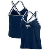 Dallas Cowboys WEAR by Erin Andrews Women's Cross Strap Tri-Blend Tank Top - Navy for sale