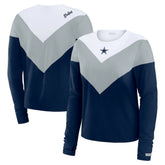 Dallas Cowboys WEAR by Erin Andrews Women's Plus Size Chevron Tri-Blend Long Sleeve T-Shirt - Navy discount