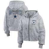 Dallas Cowboys WEAR by Erin Andrews Women's Speckled Fleece Cropped Full-Zip Hoodie - Heather Gray discount