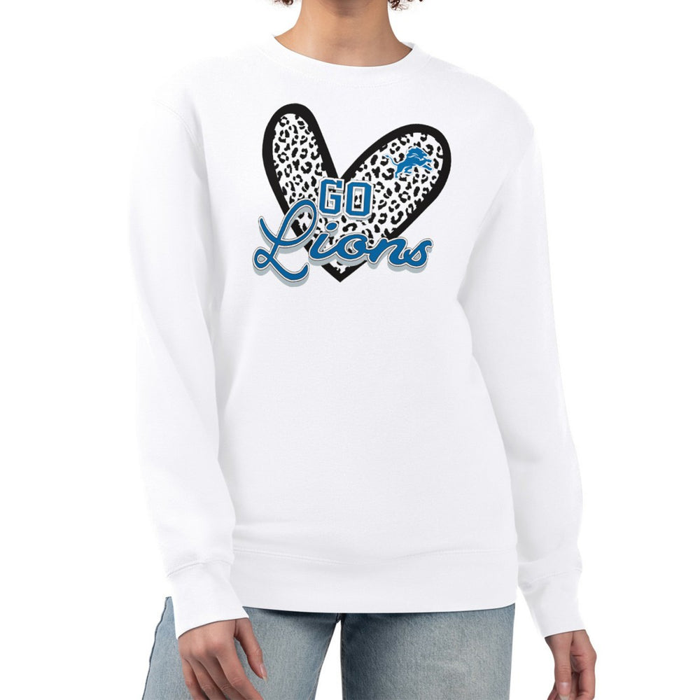 Detroit Lions G-III 4Her by Carl Banks Women's Leopard Heart Pullover Sweatshirt - White cheap