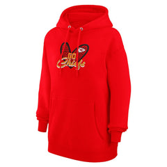 Kansas City Chiefs G-III 4Her by Carl Banks Women's Animal Print Heart Team Graphic Fleece Tri-Blend Pullover Hoodie - Red discount