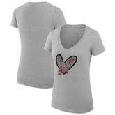 Tampa Bay Buccaneers G-III 4Her by Carl Banks Women's Super-Slim Fit Lightweight Leopard Heart V-Neck T-Shirt - Heather Gray cheap