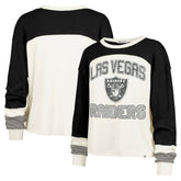 Las Vegas Raiders '47 Women's Double Header Curve Raglan Long Sleeve Crop Top - Cream online