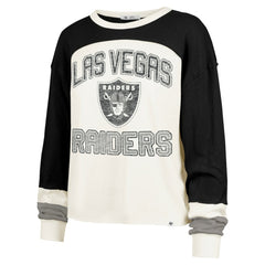 Las Vegas Raiders '47 Women's Double Header Curve Raglan Long Sleeve Crop Top - Cream online