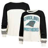 Carolina Panthers '47 Women's Double Header Curve Raglan Long Sleeve Crop Top - Cream sale