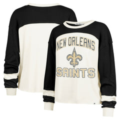 New Orleans Saints '47 Women's Double Header Curve Raglan Long Sleeve Crop Top - Cream sale