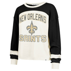 New Orleans Saints '47 Women's Double Header Curve Raglan Long Sleeve Crop Top - Cream sale