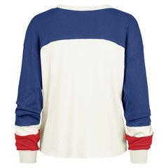 New York Giants '47 Women's Double Header Curve Raglan Long Sleeve Crop Top - Cream for sale