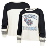 Tennessee Titans '47 Women's Double Header Curve Raglan Long Sleeve Crop Top - Cream outlet