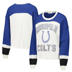 Indianapolis Colts '47 Women's Double Header Curve Raglan Long Sleeve Crop Top - Cream on sale