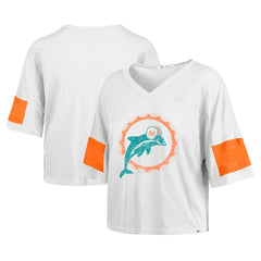 Miami Dolphins '47 Women's Double Header Scout Cropped V-Neck T-Shirt - White online