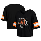Cincinnati Bengals '47 Women's Double Header Scout Cropped V-Neck T-Shirt - Black sale